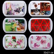 697098 (в уп.100шт.) - Поднос прямоугольный с ручк [01111196]