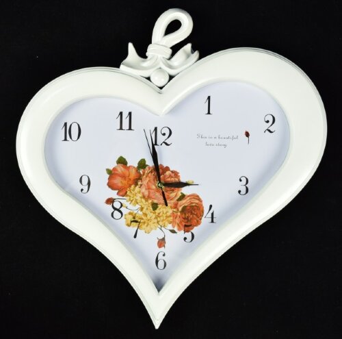 NE-899B WHITE (в кор.12шт.) - Часы настенные&quot;Сердц [01083683] NE-899B WHITE (в кор.12шт.) - Часы настенные"Сердце", размер: 42х38х4,8см, материал: пластик, стекло, металл, кварцевый бесшумный механизм с плавным ходом.