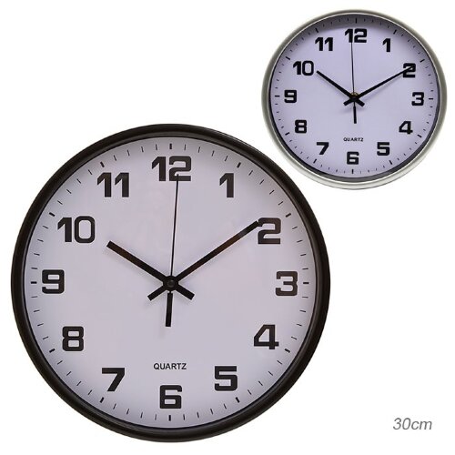 140162 (в уп.30шт.) - Часы настенные D=30см. / FY5 [01110505] 140162 (в уп.30шт.) - Часы настенные D=30см. / FY571A2 /, материал: пластик, стекло.