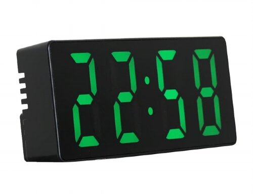 022Х-4BL черн-зел (в кор.1шт.) -  Будильник сетево [01109036] 022Х-4BL черн-зел (в кор.1шт.) -  Будильник сетевой. Зеркальные светодиодные часы. С показаниями времени, даты и температуры, которые переключаются через каждые 15 секунд поочередно.Материал корпуса: пластик.Материал экрана: акрил зеркальный. Габаритные размеры (ВхШхГ): 6,0 х 16,0 х 3 см. Вес: 110 гр. Питание: от любого источника с USB (кабель USB в комплекте), от сети 220 В через адаптер(адаптер DC 5V, в комплект не входит), от батареек ААА (в комплект не входят). Два световых режима. День/ночь, устанавливаются автоматически от времени. Резервное питание только от аккумулятора AAA, 3 шт. батарейки ( в комплект не входят) Есть боковой USB разъём. Инстркуция на русском языке.