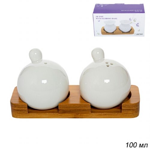 650803 (в уп.72шт.) - Набор для специй 2пр. на дер [01061420] 650803 (в уп.72шт.) - Набор для специй 2пр. на дер. подставке, 100мл./TN-354/, материал: керамика.