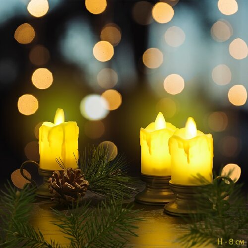 649893 (в кор.360шт.) - Свеча светодиодная с подви [01093210] 649893 (в кор.360шт.) - Свеча светодиодная с подвижным фителем /227-sv/, размер: H=8см, материал: пластик.