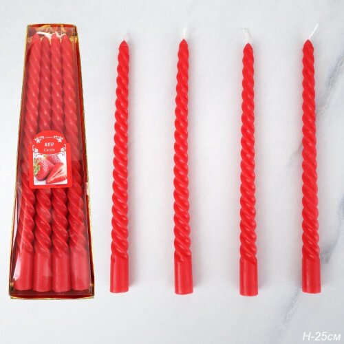 746794 (в уп.144шт.) - Свеча стержень 25см, набор [01064368] 746794 (в уп.144шт.) - Свеча стержень 25см, набор 4шт, арома, клубника / G-302 /, материал: парафин.