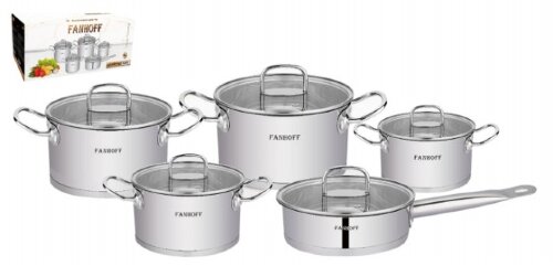 FH-68441 (в уп.2наб.) - Набор посуды 10пр. (Кастрю [01104424] FH-68441 (в уп.2наб.) - Набор посуды 10пр. (Кастрюли с крышками 1,8л, 2,5л, 3,5л, 6,5л, сотейник с крышкой 3л.), материал: нержавеющая сталь.