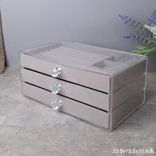 753720 (в уп.30шт.) - Шкатулка акриловая 3-х слойн [01111579] 753720 (в уп.30шт.) - Шкатулка акриловая 3-х слойная серая 23,5х15,5х10,8см.    /XY2844-G/, материал: пластик.