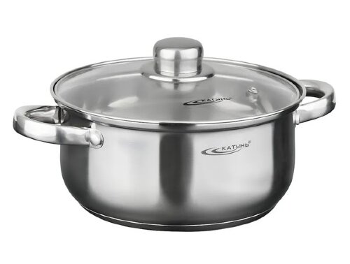 00107808 (в уп.8шт.) - Кастрюля с крышкой 2,5л. "Г [01108972] 00107808 (в уп.8шт.) - Кастрюля с крышкой 2,5л. "Гретта" КТ04-D-25М, индукция, Катунь, материал: нержавеющая сталь.