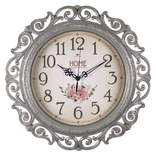 4126-010 (5) Часы настенные круг ажурный d=40,5см, [01107588] 4126-010 (5) Часы настенные круг ажурный d=40,5см, корпус оливковый с серебром "Классика" "Рубин"