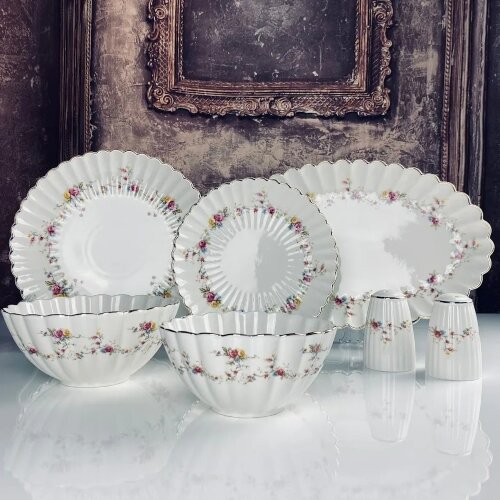 133-319 (в уп.1наб.) - Обеденный сервиз 28пр. в по [01111277] 133-319 (в уп.1наб.) - Обеденный сервиз 28пр. в подар. упаковке (Тарелка 27см.-6шт, тарелка 20,5см.- 6шт. салатник 15см.-6шт, салатник 18см.-6шт, блюдо овальное 35,5х23см.-2шт, салонка+перечница 5,5х8,5см.), материал: фарфор.