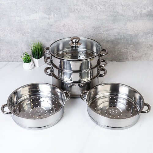 737523 (в уп.8шт.) - Мантоварка 4 секции 27,5см. / [01108256] 737523 (в уп.8шт.) - Мантоварка 4 секции 27,5см. / AG-320-1 /, материал: металл.