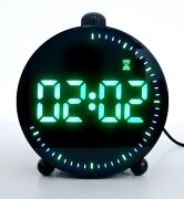 9013X-4BL черн-зел Будильник зеркальный,с датой, т [01111098]