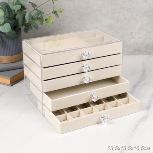 753723 (в уп.24шт.) - Шкатулка акриловая 5 слоев б [01111576] 753723 (в уп.24шт.) - Шкатулка акриловая 5 слоев бежевая 23,5х13,5х16,5см. /XY2844-5/, материал: пластик.