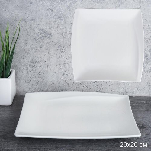 747939 (в уп.48шт.) - Тарелка квадратная 20см. / F [01111081] 747939 (в уп.48шт.) - Тарелка квадратная 20см. / FW-307 /, материал: фарфор.
