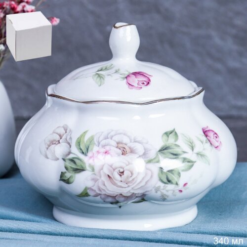 713229 (в уп.36шт.) - Сахарница с крышкой 350мл. / [01105027] 713229 (в уп.36шт.) - Сахарница с крышкой 350мл. / FY22004 /, материал: фарфор.