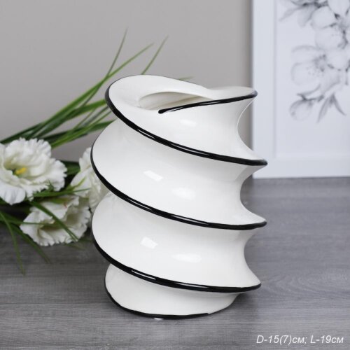 734198 (в уп.12шт.) - Ваза D=15см. (7см.), L=19см. [01107512] 734198 (в уп.12шт.) - Ваза D=15см. (7см.), L=19см. / 33F179-2 /, материал: керамика.