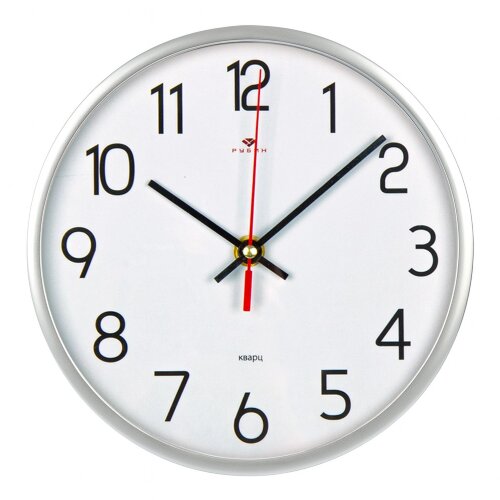 2019-013 (10) Часы настенные круг d=19,5см, корпус [01110929] 2019-013 (10) Часы настенные круг d=19,5см, корпус серебряный "Классика", Рубин