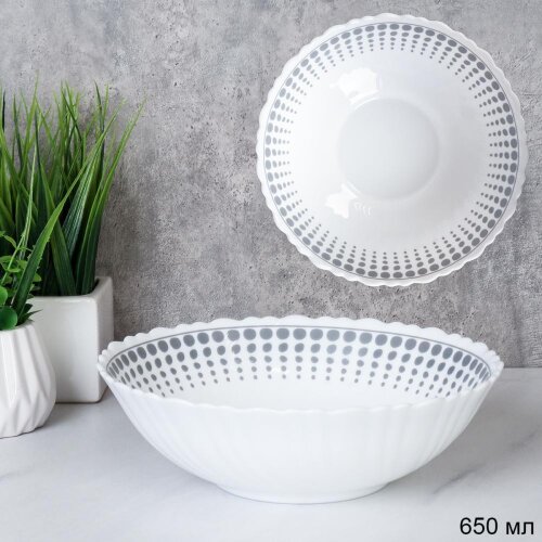 699289 (в уп.8шт.) - Салатник 650мл, 175мм, набор [01109096] 699289 (в уп.8шт.) - Салатник 650мл, 175мм, набор 6шт. Точки / TW-70 (7066), материал: стеклокерамика.
