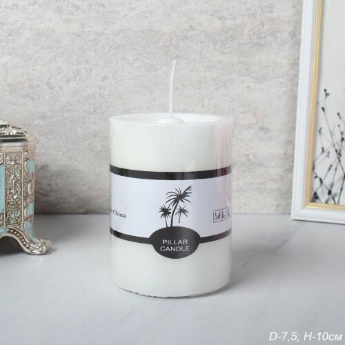 726512 (в уп.72шт.) - Свеча столбик белая 10см. /Z [01107381] 726512 (в уп.72шт.) - Свеча столбик белая 10см. /ZH-048/, материал: парафин.