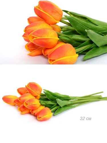 662953 (в уп.10/200шт.) - Цветок искусственный "Тю [01098389] 662953 (в уп.10/200шт.) - Цветок искусственный "Тюльпан" жёлто-красн. /1205/, размер: L=32см, материал: вспененный ПВХ, латэкс.