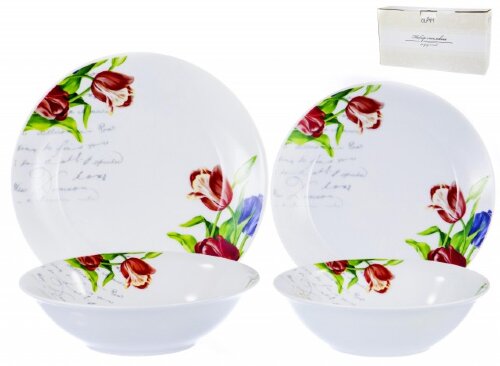 103-02014 (в уп.2наб.) - Набор столовый 19пр., 6 м [01083394] 103-02014 (в уп.2наб.) - Набор столовый 19пр., 6 мелких тарелок 200мм + 6 мелких тарелок 230мм + 6 салатников 750мл + салатник 1100мл, декор - цветочный, подарочная упаковка, материал: фарфор.