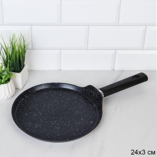 733971 (в уп.24шт.) - Сковорода блинная 24см, анти [01109061] 733971 (в уп.24шт.) - Сковорода блинная 24см, антиприг. покрытие Гранит /индукция / RSD-64 / ручка бакелит, материал: металл.