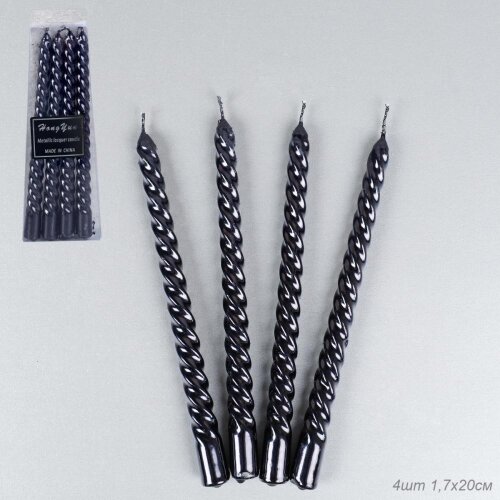 728700 (в уп.144наб.) - Свеча, набор 4шт, 20х1,7см [01107669] 728700 (в уп.144наб.) - Свеча, набор 4шт, 20х1,7см. / TR-702 / черный цвет, материал: парафин.