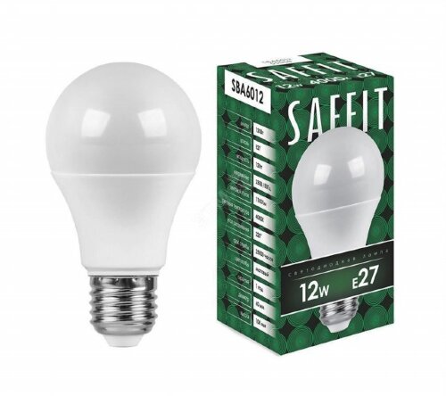 55009 SBA6012 Saffit ЛОН A60 E27 12W(1100Lm) 6500K [01110376] 55009 SBA6012 Saffit ЛОН A60 E27 12W(1100Lm) 6500K 4K матовая 112*60 лампочка