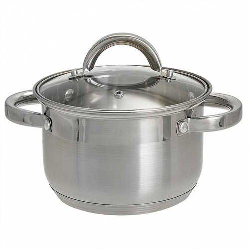 215987-РСВ (в уп.6шт.) - Кастрюля из нерж стали со [01108830] 215987-РСВ (в уп.6шт.) - Кастрюля из нерж стали со стеклянной крышкой (d=16см, 2,2л.) BE-110/2, материал: нержавеющая сталь.