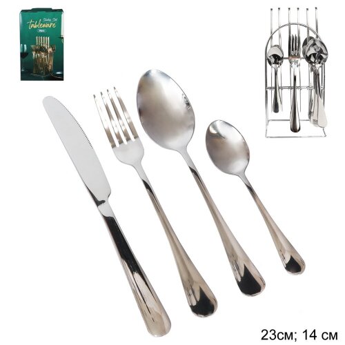 689075 (в уп.12шт.) - Столовые приборы 24пр. на ме [01100470] 689075 (в уп.12шт.) - Столовые приборы 24пр. на мет.подст. / T88WS-24-ST- Silver /