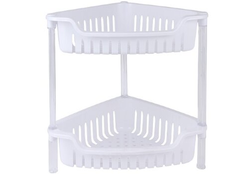 380005-2-White-RPL (в кор.8шт.) -  Этажерка углова [01079109] 380005-2-White-RPL (в кор.8шт.) -  Этажерка угловая, 2 яруса, размер: 27,5х27,5х34см.