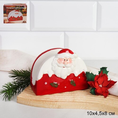 747310 (в уп.96шт.) - Салфетница Дед Мороз /B3089/ [01110463] 747310 (в уп.96шт.) - Салфетница Дед Мороз /B3089/, размер: 10х4,5х8см, материал: керамика.