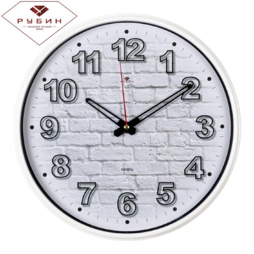 2940-110 (в кор.10шт.) - Часы настенные круглые "К [01085871] 2940-110 (в кор.10шт.) - Часы настенные круглые "Кирпичи" "Рубин", корпус белый, размер: 29х29х4,5см, материал: пластмасса, стекло, металл.