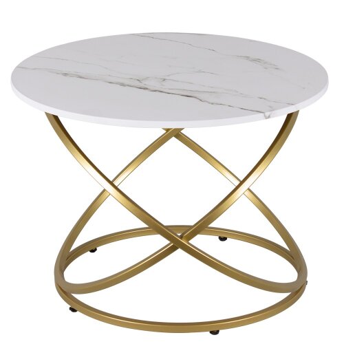 СтЖ101 Стол журнальный, 60х60х45 см, ЛМДФ мрамор б [01109375] СтЖ101 Стол журнальный, 60х60х45 см, ЛМДФ мрамор белый, металл золото (цвет 19, собр.вид), Мансарда