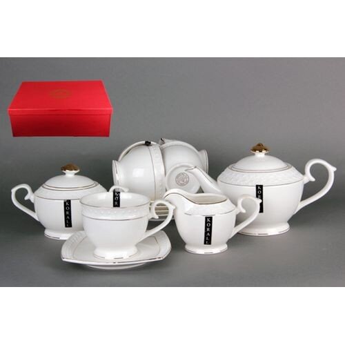 103414-РСВ (в уп.1наб.) - Набор чайный 15пр. ф.кру [01108287] 103414-РСВ (в уп.1наб.) - Набор чайный 15пр. ф.кругл. CPT0116-A Снежная королева/з (Чашка 280мл. - 6шт, блюдце - 6шт, сахарница 500мл, молочник, чайник заварочный 850мл.), материал: керамика.