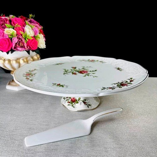 481189-РСВ (в уп.4шт.) - Тортовница 36см. ДОМИНИКА [01105075] 481189-РСВ (в уп.4шт.) - Тортовница 36см. ДОМИНИКА с лопаткой в подар. упаковке, арт.205-387, материал: фарфор.