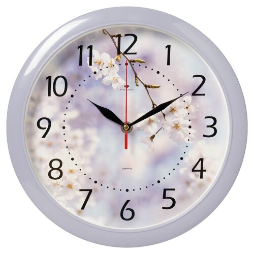 6026-037 (в кор.10шт.) -  Часы настенные круг d=29 [01110401] 6026-037 (в кор.10шт.) -  Часы настенные круг d=29см, корпус сиреневый " Цветы"