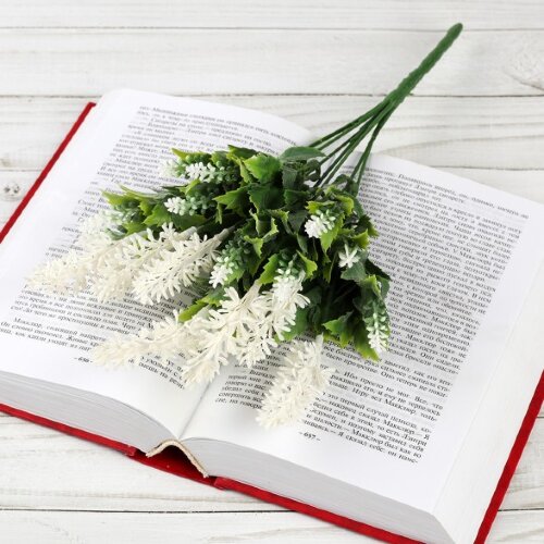 731186 (в уп.2/200шт.) - Цветок искусственный Лава [01107675] 731186 (в уп.2/200шт.) - Цветок искусственный Лаванда 34см, белая / 7B29440-W /, материал: пластик.