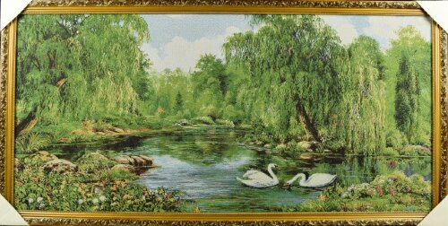 60*120 07 &quot;Лебеди на пруду&quot; Картина гобелен [01084805] 60*120 07 "Лебеди на пруду" Картина гобелен