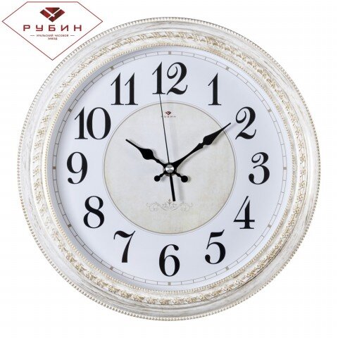 2950-107 (в уп.10шт.) - Часы настенные круг., корп [01083499] 2950-107 (в уп.10шт.) - Часы настенные круг., корпус белый с золотом "Классика" "Рубин", механизм с плавным ходом,размер: 28,5х28,5х4,5см, материал: пластик, стекло, металл.