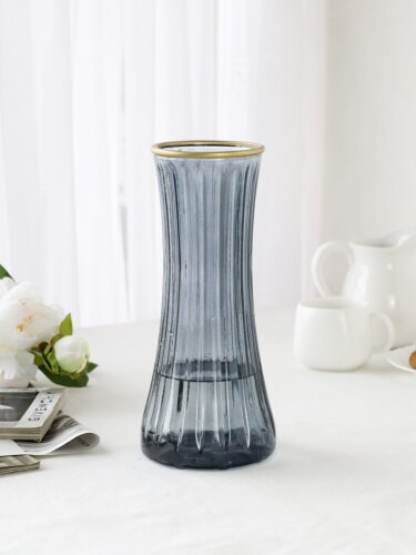 751163 (в уп.20шт.) - Ваза для цветов 28см золотой [01111061] 751163 (в уп.20шт.) - Ваза для цветов 28см золотой ободок, без и/уп. / WRD-157 /, материал: стекло.