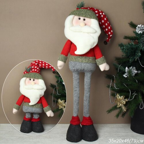 667654 (в уп.24шт.) - Новогоднее украшение Дед мор [01108045] 667654 (в уп.24шт.) - Новогоднее украшение Дед мороз на телескопических ножках 46/79см, / NY202110 /, материал: текстиль, пластик.