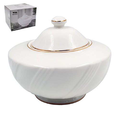 100385 (в уп.24шт.) - Сахарница с крышкой 400мл, 1 [01110862] 100385 (в уп.24шт.) - Сахарница с крышкой 400мл, 12см. Lavenir "Пломбир", GS02-GL SP/, материал: фарфор.