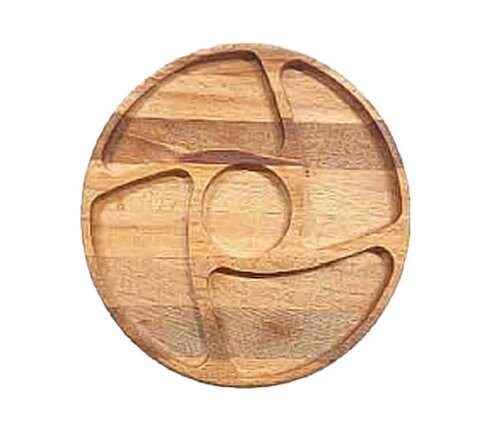 2К-012wd (в уп.20шт.) - Менажница резная &quot;колесо&quot;, [01107119] 2К-012wd (в уп.20шт.) - Менажница резная "колесо", 5 отсеков, d=29см, h=2см, материал: бук,ясень.