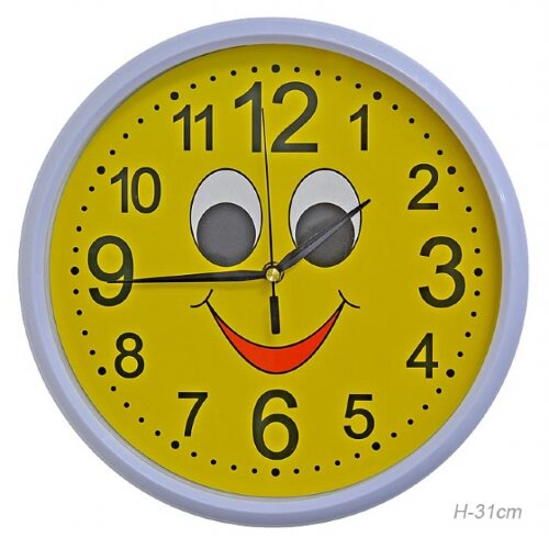 651635 (в уп.30шт.) - Часы настенные &quot;Смайлик&quot;, ра [01097472] 651635 (в уп.30шт.) - Часы настенные "Смайлик", размер: H=31см. /532-5/, материал: пластик, стекло.
