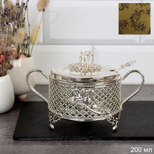 739889 (в уп.96шт.) - Сахарница с крышкой и ложкой [01027724] 739889 (в уп.96шт.) - Сахарница с крышкой и ложкой 200мл. /889-4-SILVER/, материал: металл.