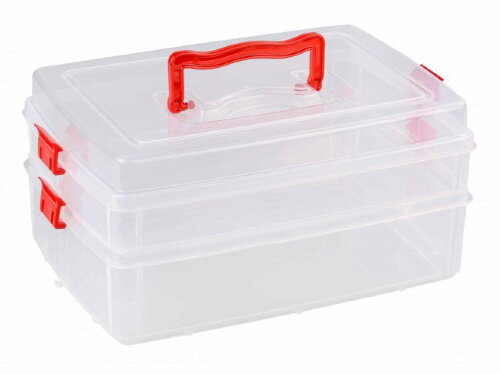 6366М (в уп.18шт.) - Контейнер универсальный 2-х я [01044624] 6366М (в уп.18шт.) - Контейнер универсальный 2-х ярусный с крышкой и ручкой, размер: 295х190х140мм.