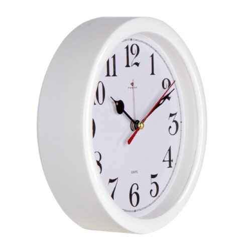 В4-043W (в кор.20шт.) - Будильник кварц.&quot;Классика&quot; [01103861] В4-043W (в кор.20шт.) - Будильник кварц."Классика" "Рубин", корпус белый, размер: 153*153*40мм, материал: пластмасса, стекло, металл.