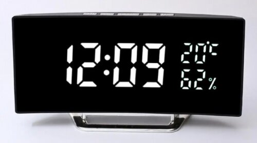 7816-6BL черн-бел (в кор. 1 шт.) Настольные электр [01106384] 7816-6BL черн-бел (в кор. 1 шт.) Настольные электронные часы-будильник, метеостанция. Габариты: 166*84*45 мм высота цифры 35 мм. В комплекте только USB провод, адаптера-блока НЕТ. Светодиодный дисплей времени -12-24 часовой формат-Температура в С и F, влажность и время одновременно на дисплее. В комплектацию не входят) -Сетевой кабель USB (адаптер в комплектацию не входит)