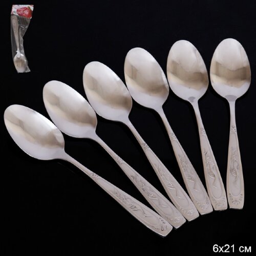 696362 (в уп.100наб.) - Ложка столовая, набор 6шт. [01101561] 696362 (в уп.100наб.) - Ложка столовая, набор 6шт. / L-878 /уп 100/ 0,37/серебро, материал: металл.
