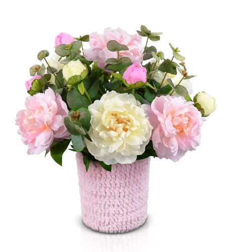 Цветочная композиция с Розовыми Пионами, размер: в [01095626] Цветочная композиция с Розовыми Пионами, размер: высота 45 см., ширина 45 см., материал пластик РУЧНАЯ РАБОТА