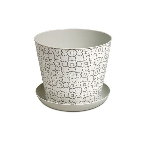 474352-РСВ (в уп.18шт.) - Кашпо круглое 3.3л. деко [01102502] 474352-РСВ (в уп.18шт.) - Кашпо круглое 3.3л. декор "Этника" с поддоном (светло-серый) 38133152 "Виолет"